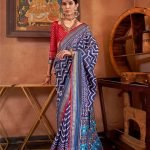 Blue Zari Border Premium Patola Silk Saree