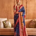 Deep Blue Premium Banarasi Silk Patola Saree with Traditional Gold Motifs