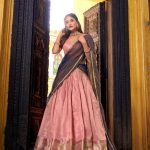 Light Pink Silk Lehenga Choli with Zari Weaving Work