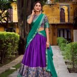 Purple Silk Lehenga Choli with Tradtional Print