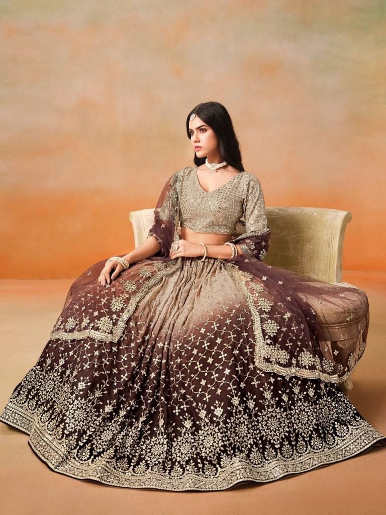 Designer Bridal Faux Georgette Sequin Embroidered Lehenga Choli Set