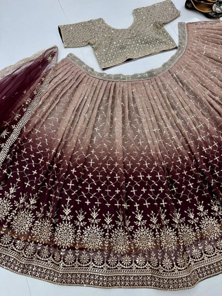 Designer Bridal Faux Georgette Sequin Embroidered Lehenga Choli Set