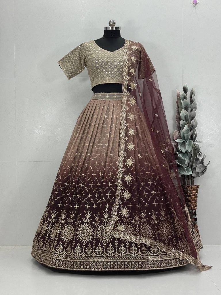 Designer Bridal Faux Georgette Sequin Embroidered Lehenga Choli Set