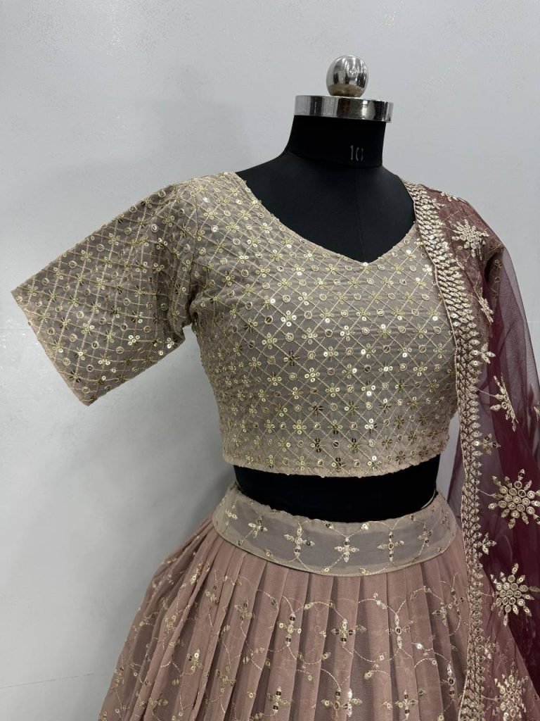 Designer Bridal Faux Georgette Sequin Embroidered Lehenga Choli Set