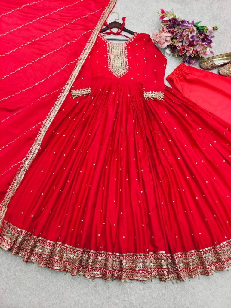 Launching New Designer Party Wear Look Heavy Dola Silk Gwon Pent & Dupatta Set