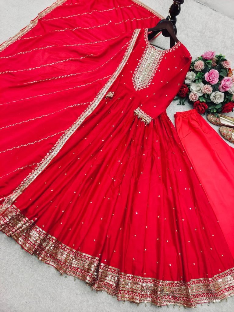 Launching New Designer Party Wear Look Heavy Dola Silk Gwon Pent & Dupatta Set
