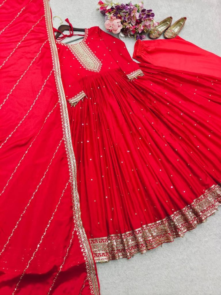 Launching New Designer Party Wear Look Heavy Dola Silk Gwon Pent & Dupatta Set