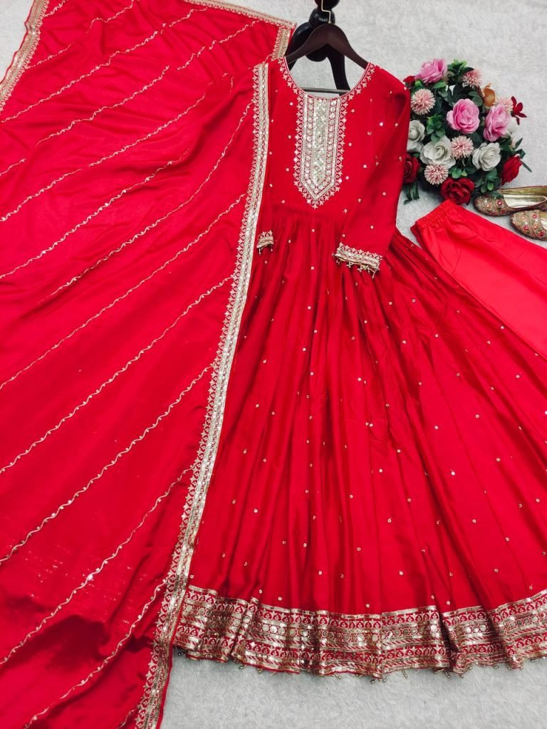 Launching New Designer Party Wear Look Heavy Dola Silk Gwon Pent & Dupatta Set