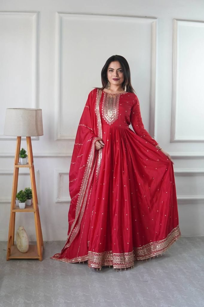 Launching New Designer Party Wear Look Heavy Dola Silk Gwon Pent & Dupatta Set