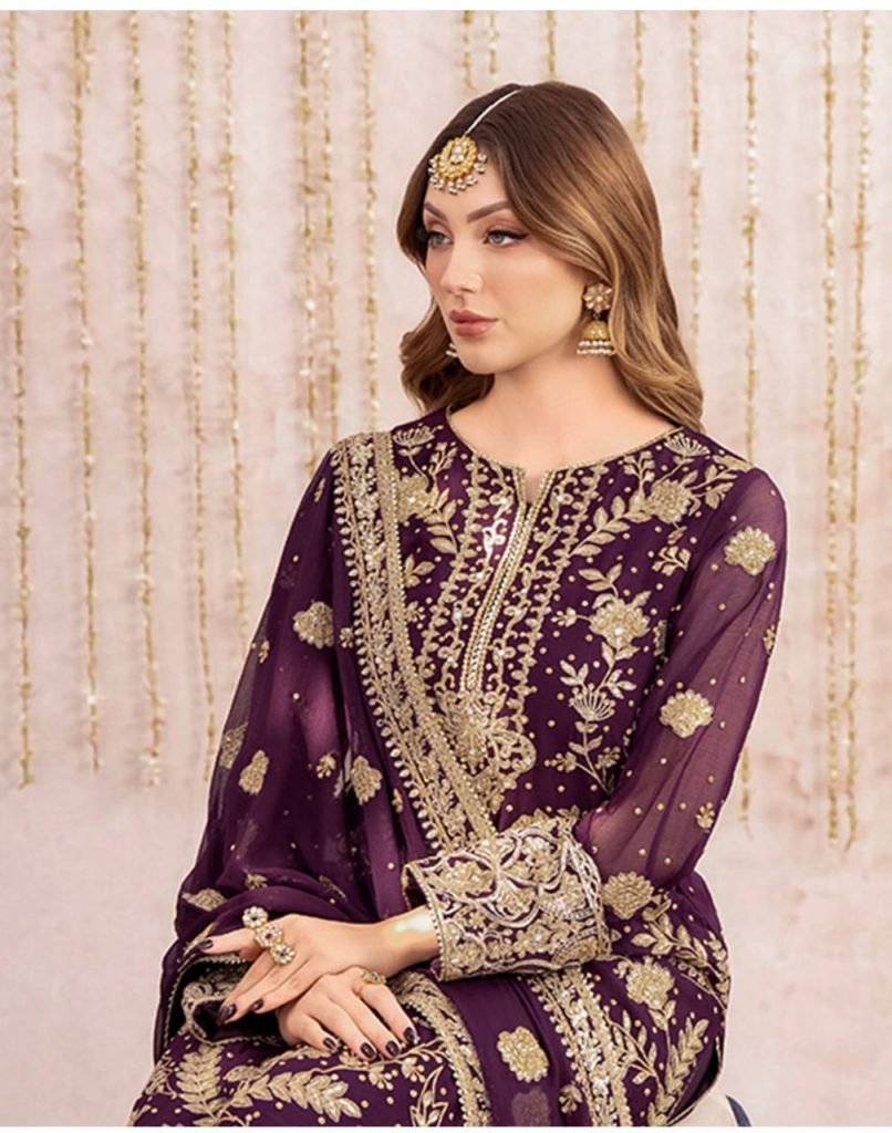 Purple Launching New Đěsigner Party Wear Look Heavy Fox Georgette Top Plazzo & Dupatta Set