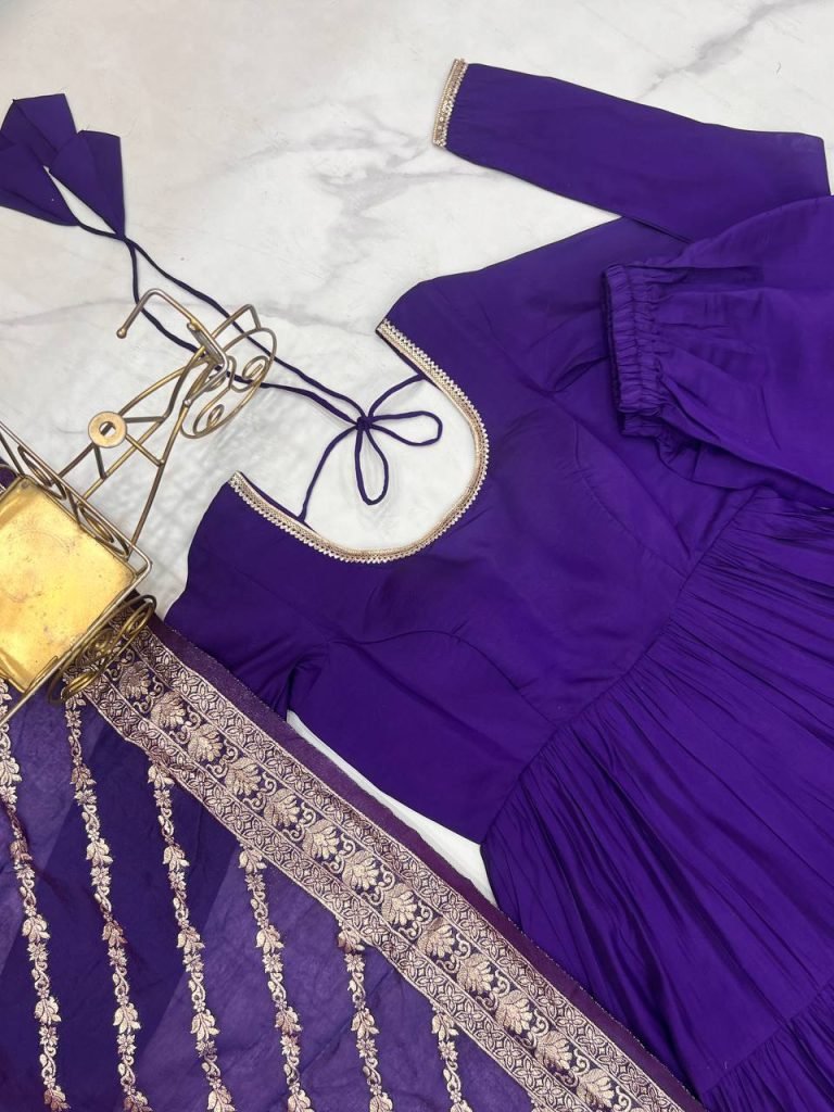 PURE ROMANSILK CHANDERI FABRIC FULLY FLAIR ANARKALI,WITH DUPPTA SET,PENT READY TO WEAR