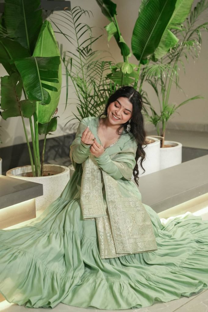 Sage Green Full Flair Anarkali with Dupatta Set