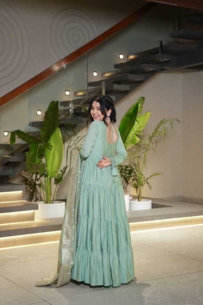 Sage Green Full Flair Anarkali with Dupatta Set