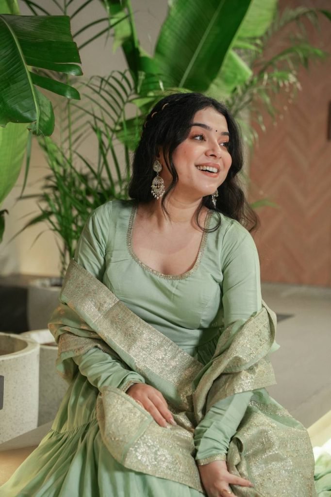 Sage Green Full Flair Anarkali with Dupatta Set