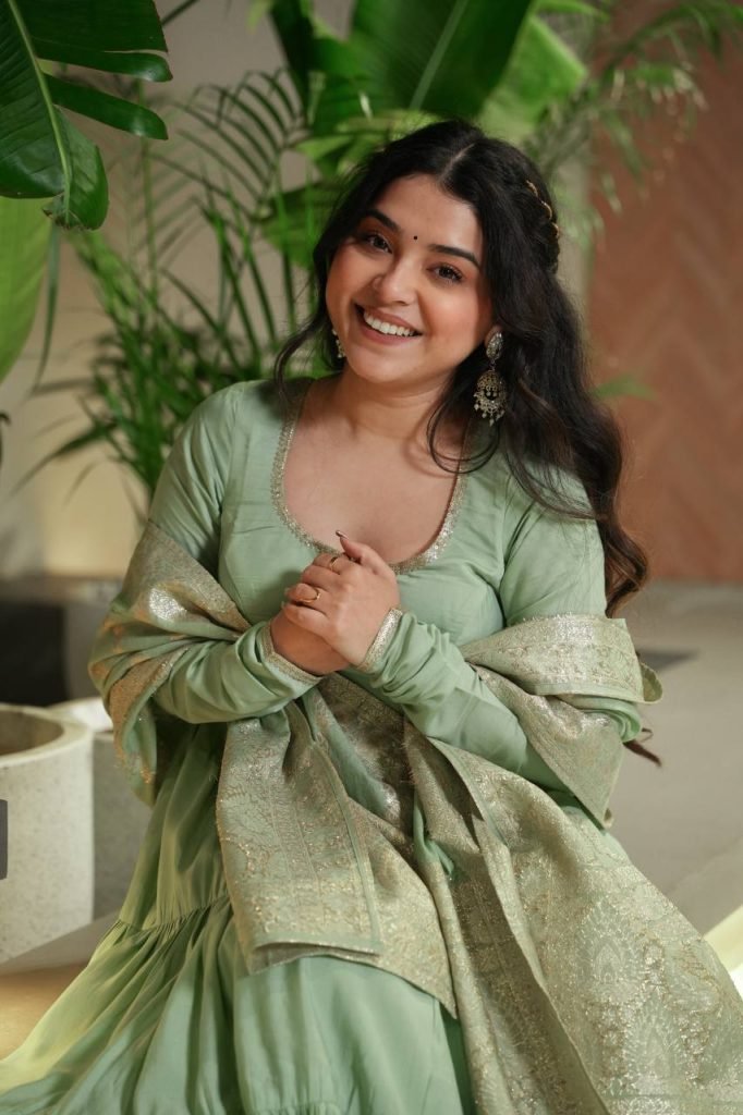 Sage Green Full Flair Anarkali with Dupatta Set