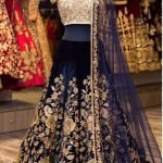 Bollywood Style NAVY BLUE Velvet Embroidery Work Semi-Stitched Lehenga Choli