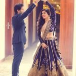 Bollywood Style NAVY BLUE Velvet Embroidery Work Semi-Stitched Lehenga Choli