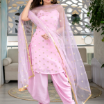 Pink embodies work top bottom and dupatta
