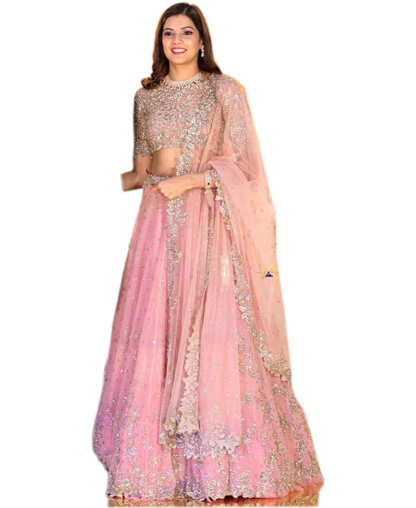 Latest Light Pink Color Sequin Work Lehenga