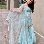 Beautiful Embroidery Work Sky Blue Sharara Suit
