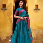 Blue pure chanderi thread work lehenga celebrates pure ethnic wear