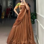 Brown Chocolate Crush embroidery work lehenga, blouse and dupatta