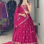 Pink georgette Embroidered lehenga choli set