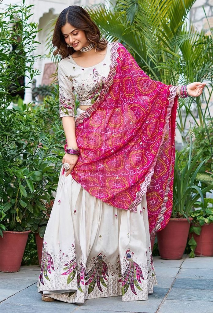 Multicolour georgette embellished semi stitched lehenga choli