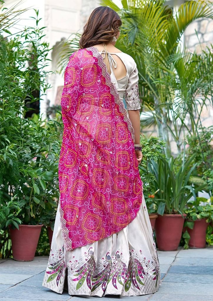 Multicolour georgette embellished semi stitched lehenga choli