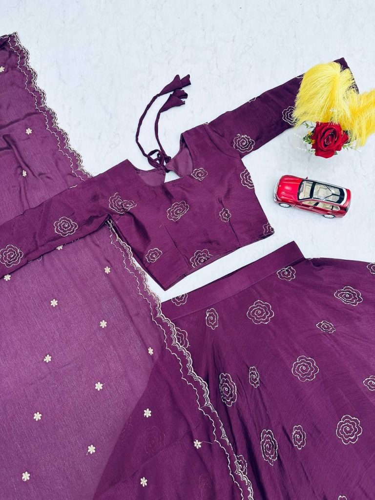 Purple chinon sequence Work Lehenga choli set