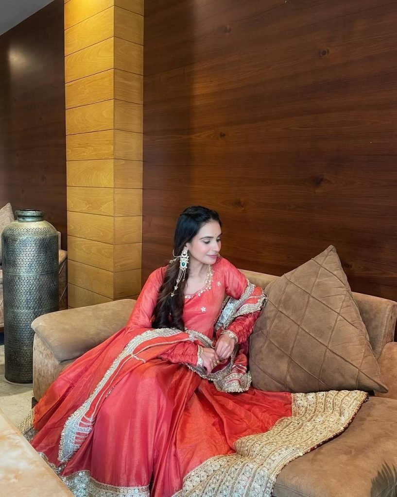 Rose gold chinon silk Coding with sequence anarkali, pant and dupatta set