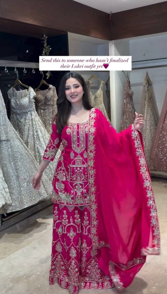 Rani Pink CP Vicitra Silk Embroidered Top and Sharara Set with Matching Dupatta
