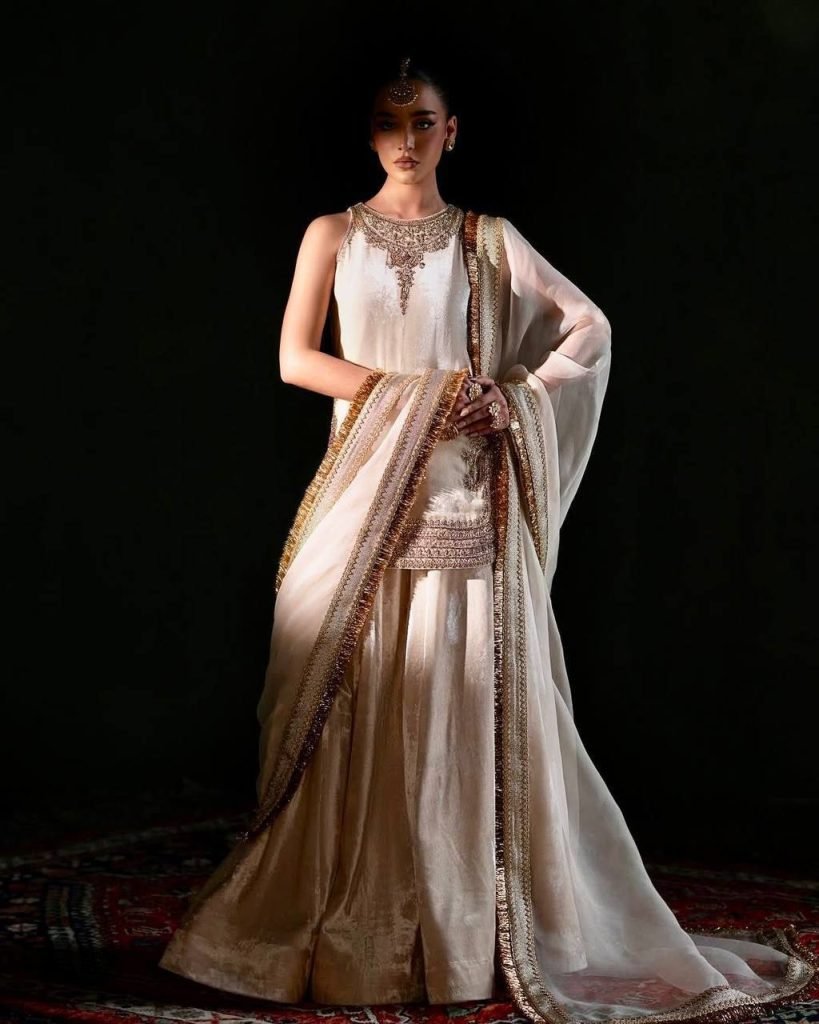 Heirloom Cream Embroidered Viscose Velvet Top with Umbrella Cut Palazzo and Soft Net Dupatta