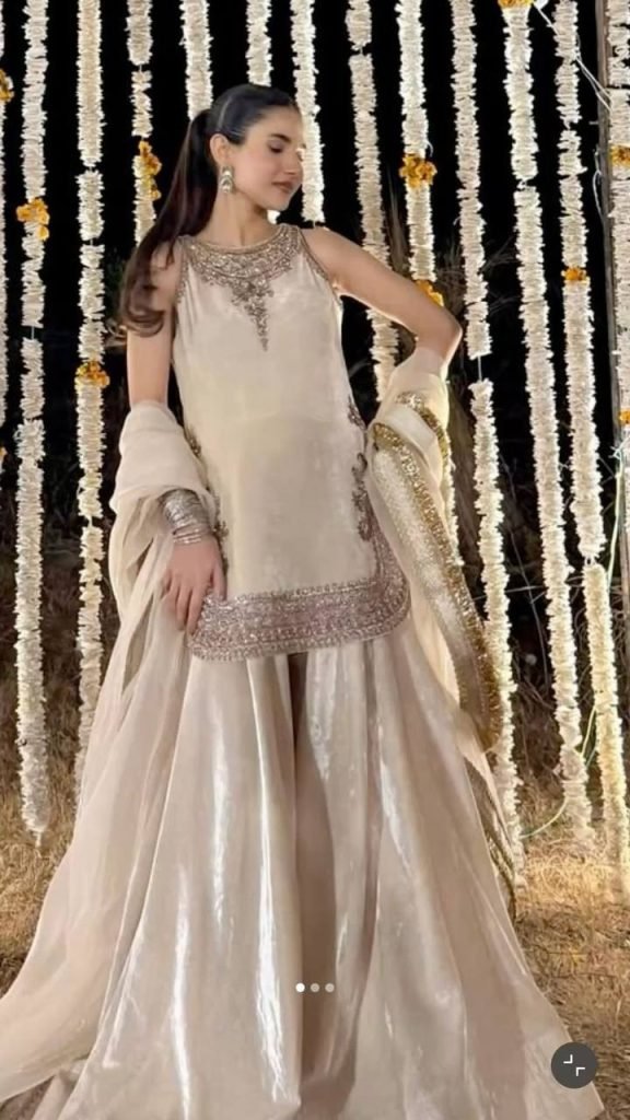 Heirloom Cream Embroidered Viscose Velvet Top with Umbrella Cut Palazzo and Soft Net Dupatta