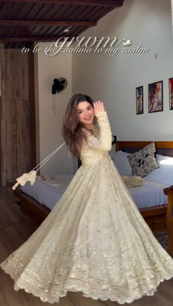 Cream Crunchy Silk Embroidered Gown with Pant and Lace Border Dupatta Set