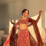 Antique Orange Krishma Silk Thread and Sequence Work Lehenga Set with Cancan and Unstitched Blouse