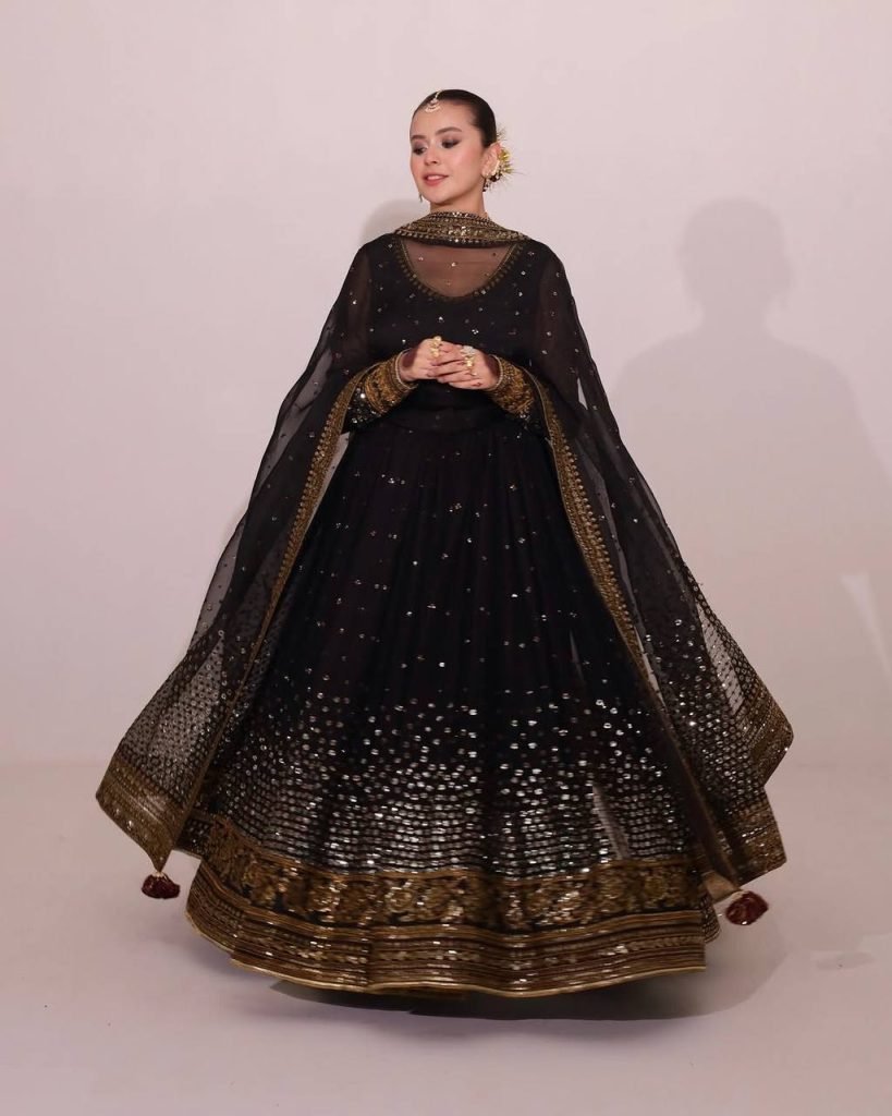 Black Soft Butterfly Net Thread and Sequence Work Anarkali Suit with Pant and Dupatta