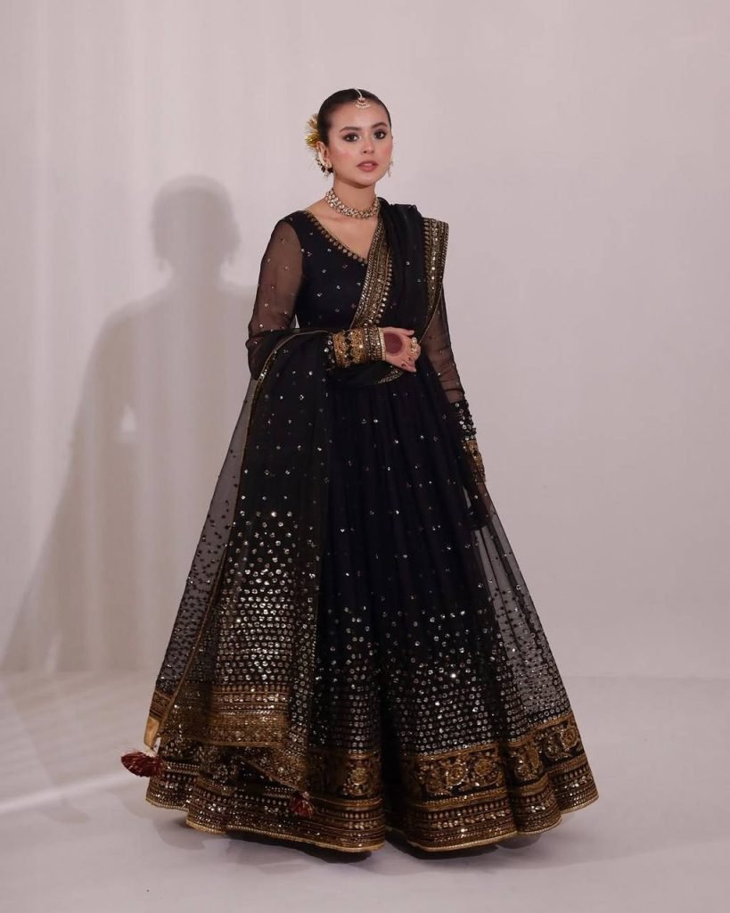 Black Soft Butterfly Net Thread and Sequence Work Anarkali Suit with Pant and Dupatta