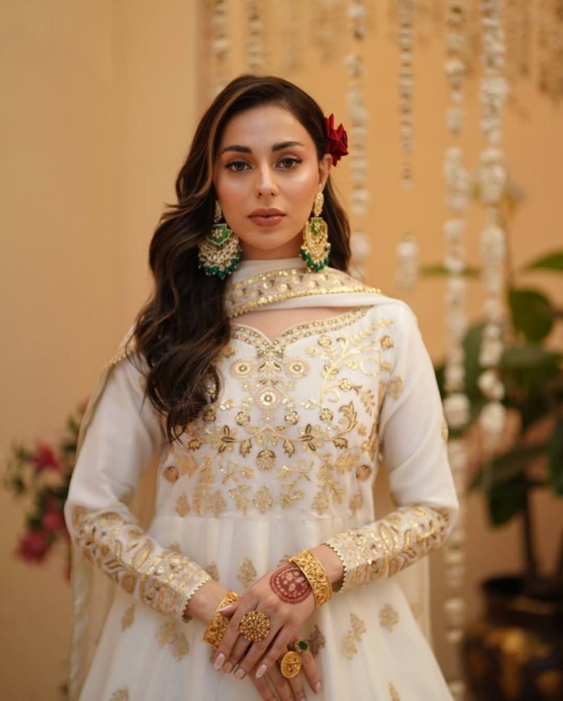 Designer Off White Gown With Lehenga Set