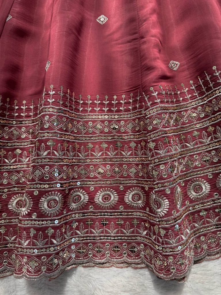 Rose Gold Designer Gown with Pant Set