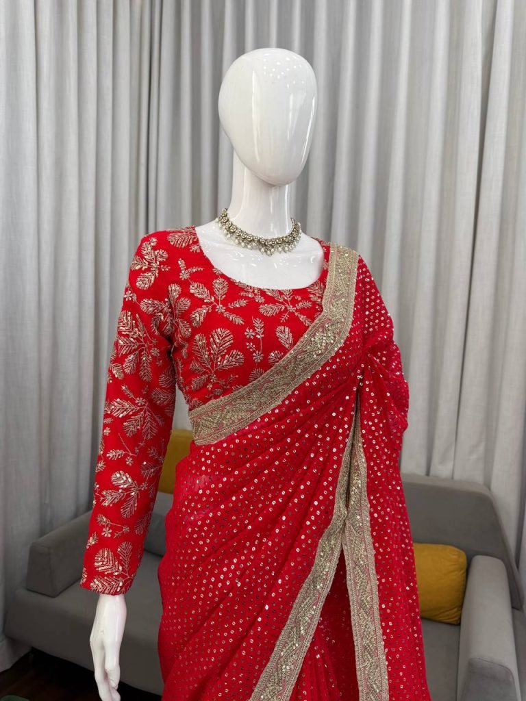Women's Georgette Work Embroidered Saree