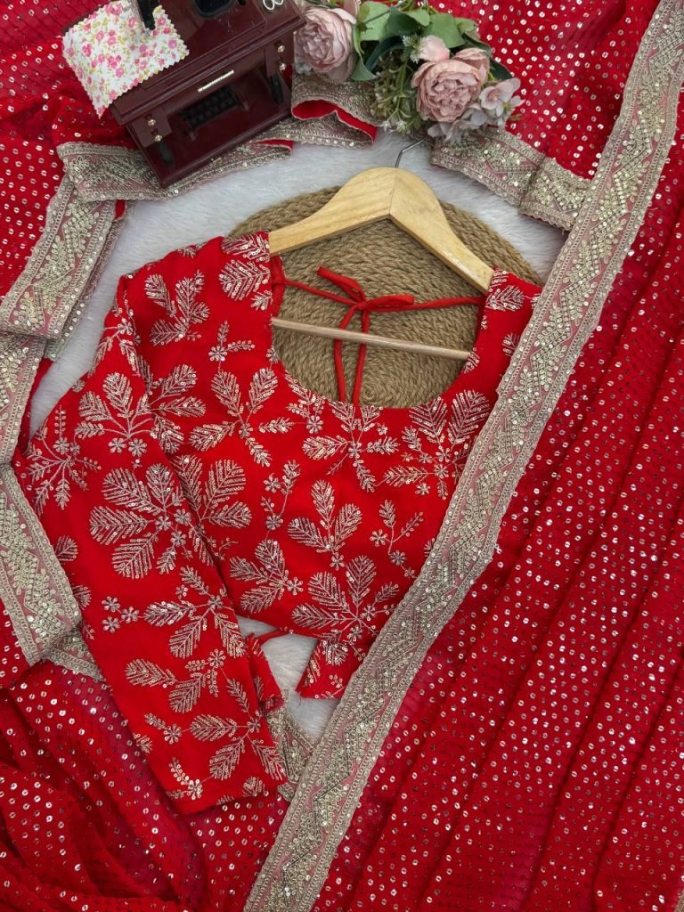 Women's Georgette Work Embroidered Saree
