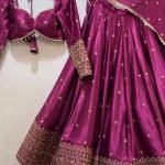 Royal Wine Embroidered Lehenga Choli Set