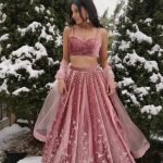 Blush Pink Embroidered Lehenga Choli Set