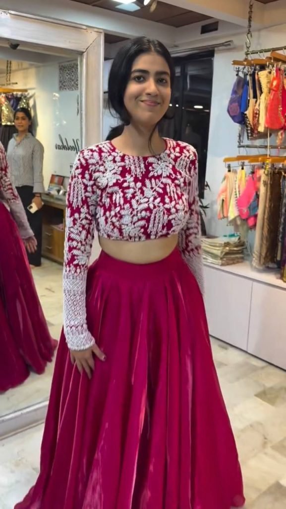 Rani Pink Embroidered Work Lehenga Choli Set