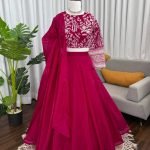 Rani Pink Embroidered Work Lehenga Choli Set