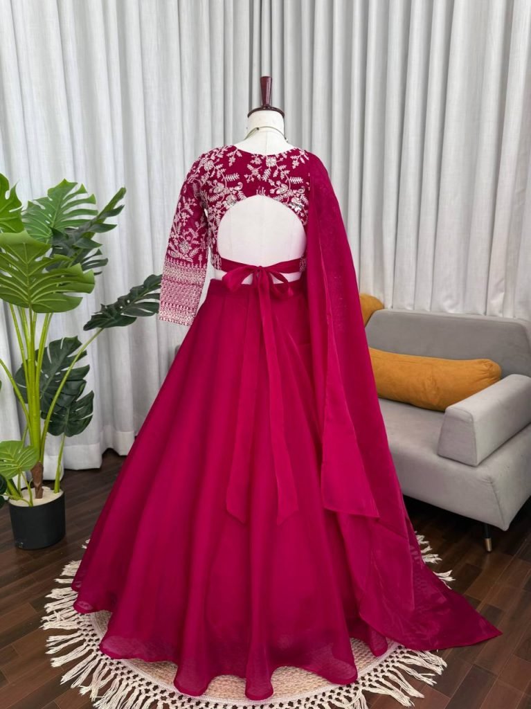 Rani Pink Embroidered Work Lehenga Choli Set