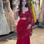 Red Color Designer Lehenga Saree Set