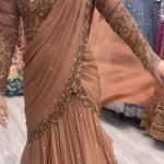 Peach Color Saree with Embroidered Blouse Set
