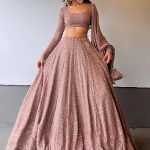Georgette Lucknowi Sequence Work Brown Lehenga Choli